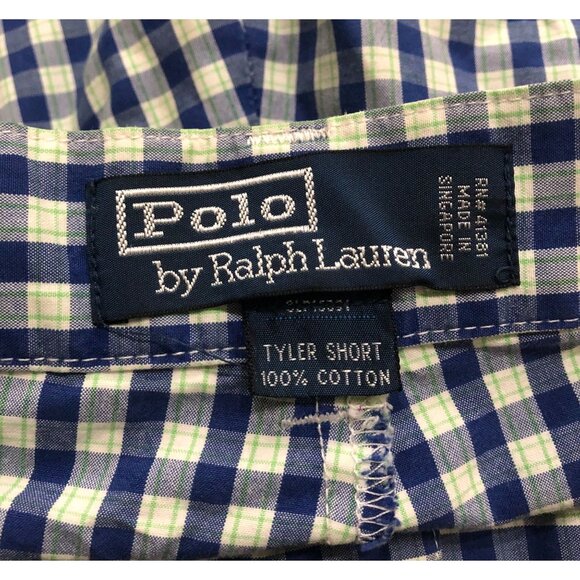 Polo Ralph Lauren Tyler Short Mens 33 Blue Checked Casual Chino Shorts - Picture 3 of 7